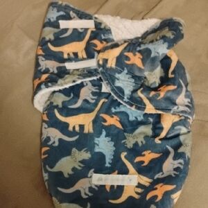 Plush Dinosaur Sherpa Diaper Cover in Navy Blue and Orange